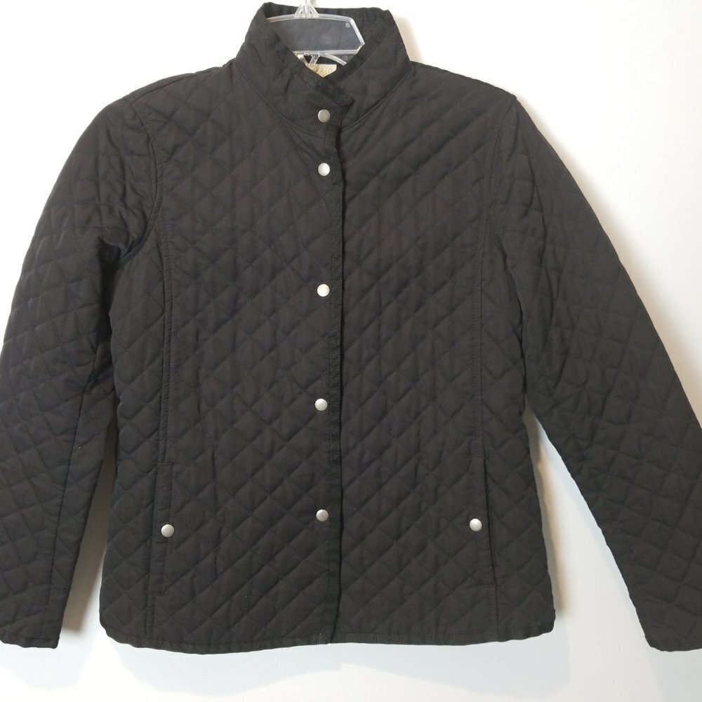Sigrid Olsen Sport Quilted puffer black jacket SP small petite Snap front